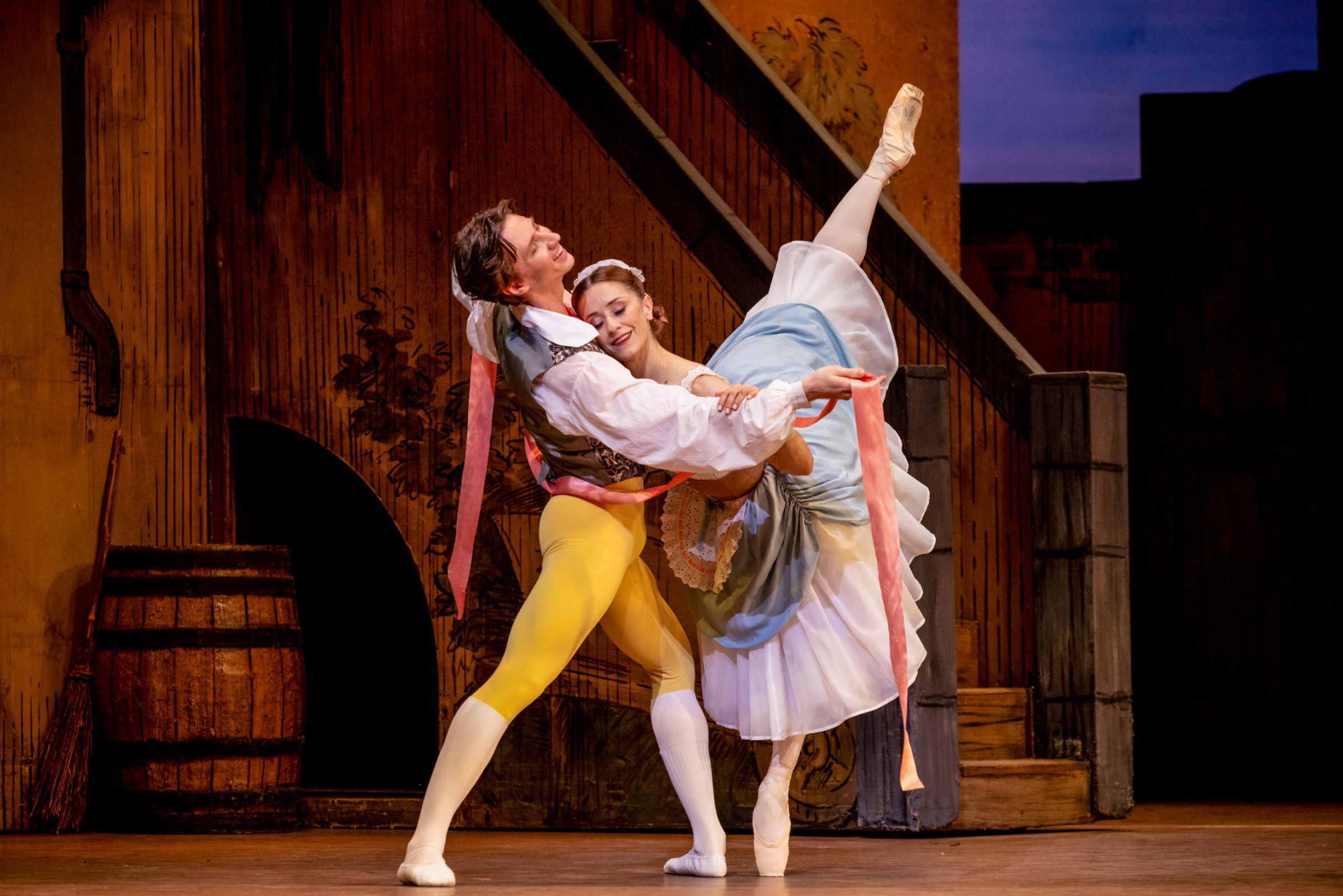Vadim Muntagirov as Colas and Marianela Núñez as Lise in <i>La Fille mal gardée</i> &copy; 2025 Alice Pennefather