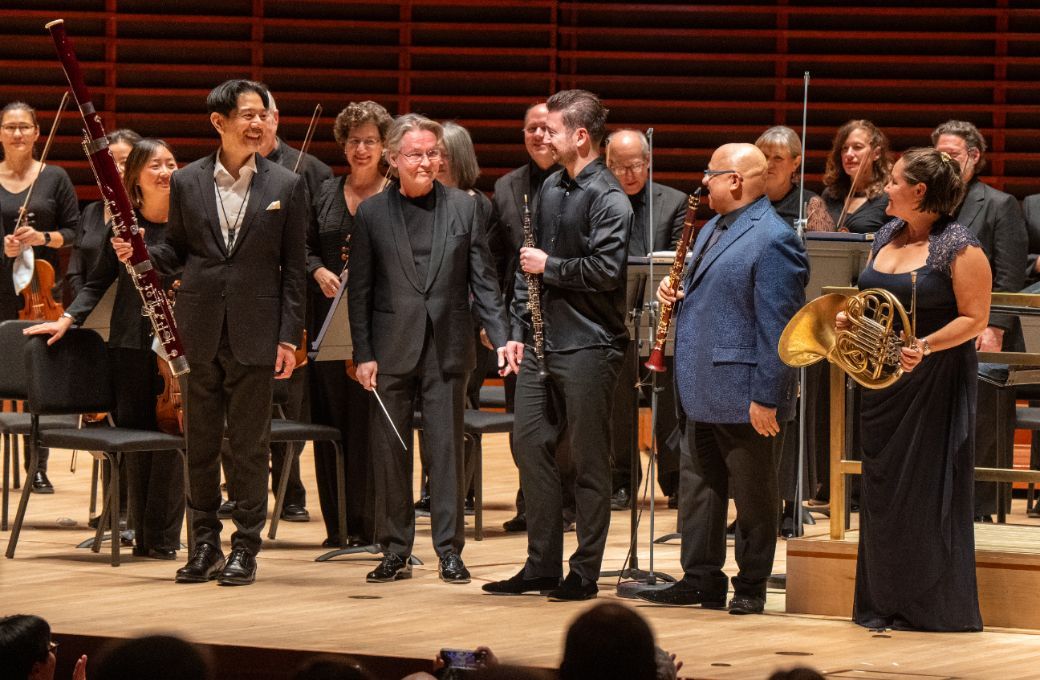 Esa-Pekka Salonen with Daniel Matsukawa, Philippe Tondre, Ricardo Morales and Jennifer Montone © Jessica Griffin