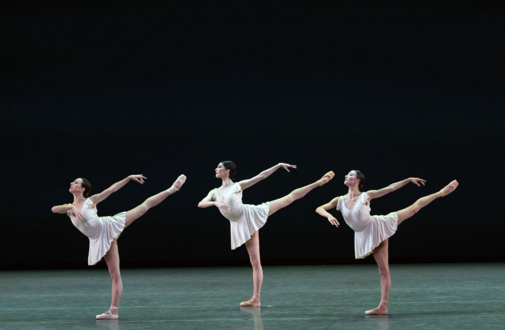 Isabella Boylston, Chloe Misseldine and Christine Shevchenko in Twyla Tharp's <i>Bach Partita</i> &copy; Nir Arieli