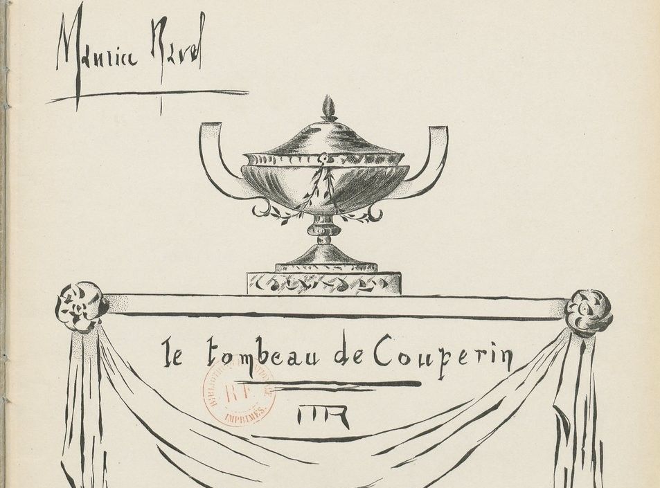 Cover of the first edition of <i>Le tombeau de Couperin</i> (1918) designed by Ravel himself &copy; Public domain | Bibliothèque nationale de France