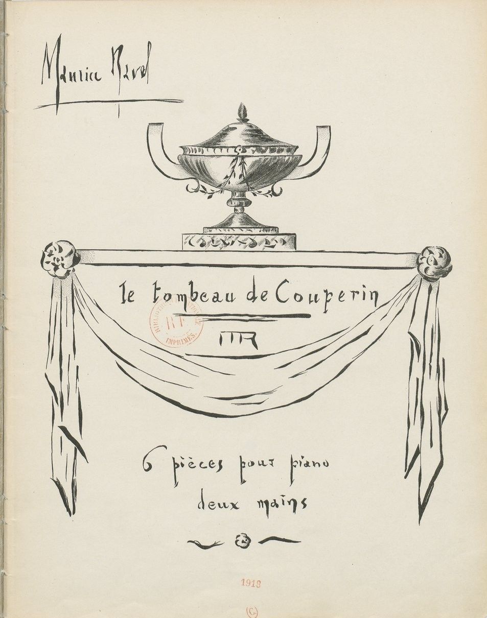 Cover of the first edition of <i>Le tombeau de Couperin</i> (1918) designed by Ravel himself © Public domain | Bibliothèque nationale de France