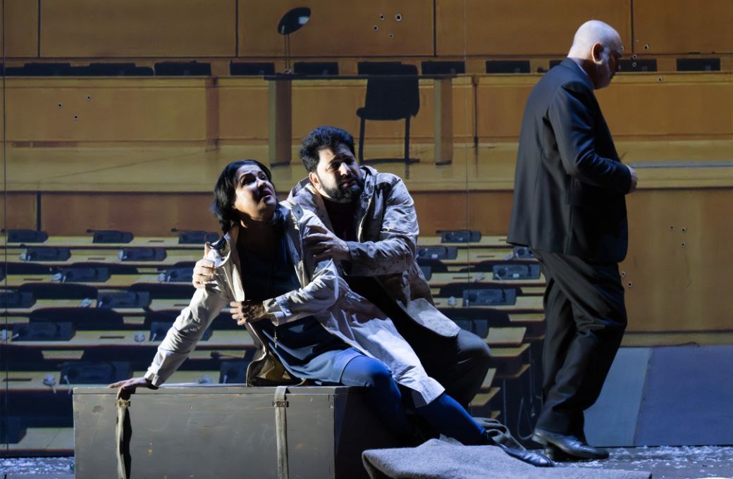 Anna Netrebko (Leonora), Yusif Eyvazov (Don Alvaro) und Michele Pertusi (Padre Guardiano) © Monika Rittershaus