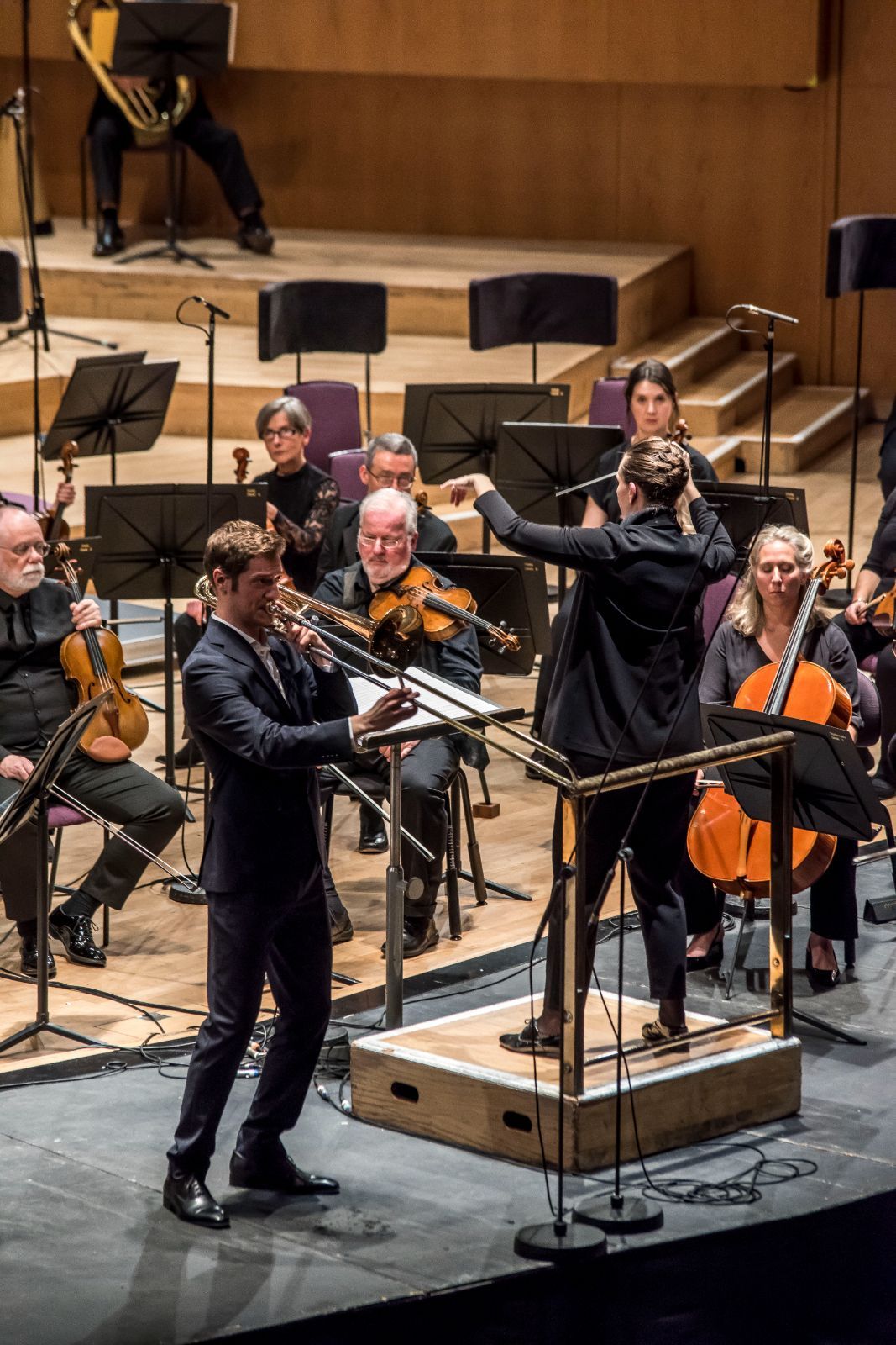 Peter Moore, Elena Schwarz and the BBC Philharmonic Orchestra &copy; BBC | Chris Payne