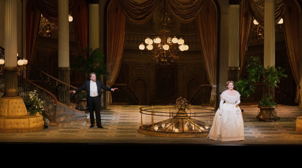 Tomasz Konieczny (Mandryka) and Rachel Willis-S&oslash;rensen (Arabella) &copy; Marty Sohl | Met Opera