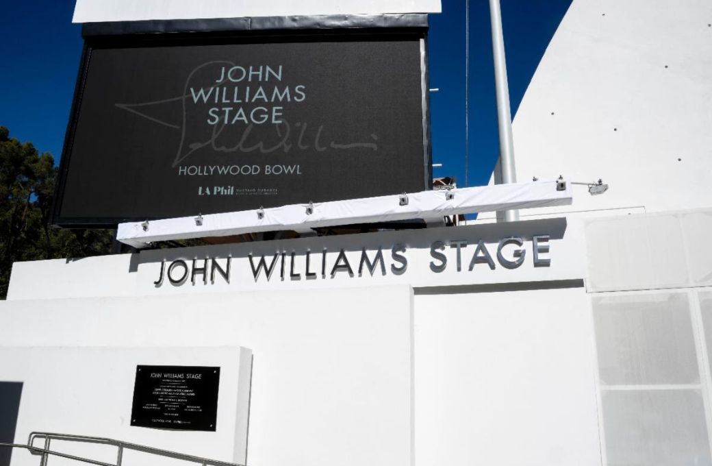 The new John Williams Stage signage at the Hollywood Bowl &copy; Los Angeles Philharmonic
