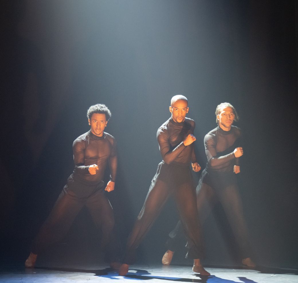 Elijah Peterkin, Bhungane Mehlomakulu and Ebony Thomas in Chanel DaSilva’s <i>A Shadow Work</i> © Photography by ASH