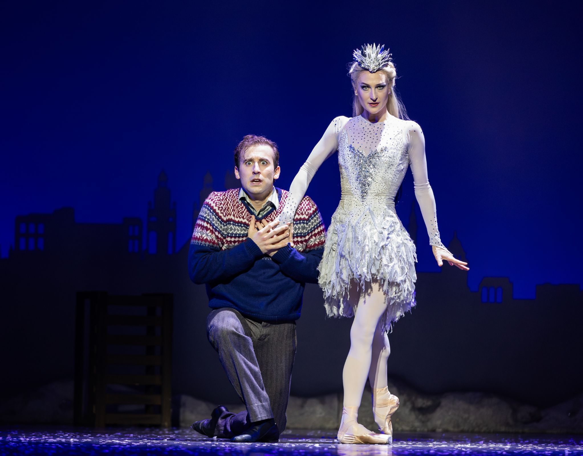 Bruno Micchiardi as Kai and Jessica Fyfe as The Snow Queen in <i>The Snow Queen</i> &copy; Andy Ross