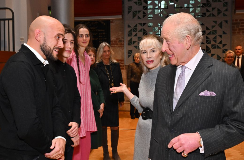 The King and Donatella Flick meet conductors Matteo Dal Maso, Leonhard Kreutzmann and F&eacute;lix Benati &copy; Mark Allen
