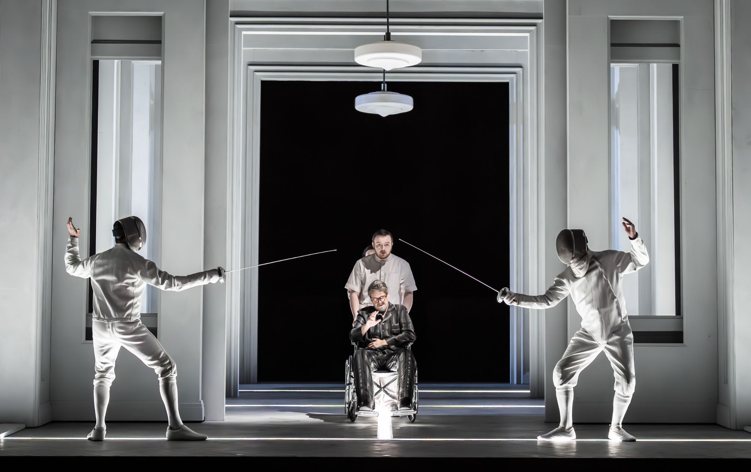 Ed Lyon (Lurcanio), Peter Kellner (King), Emyr Lloyd Jones (Odoardo), Christoph Dumaux (Polinesso) &copy; RBO 2025 | Marc Brenner
