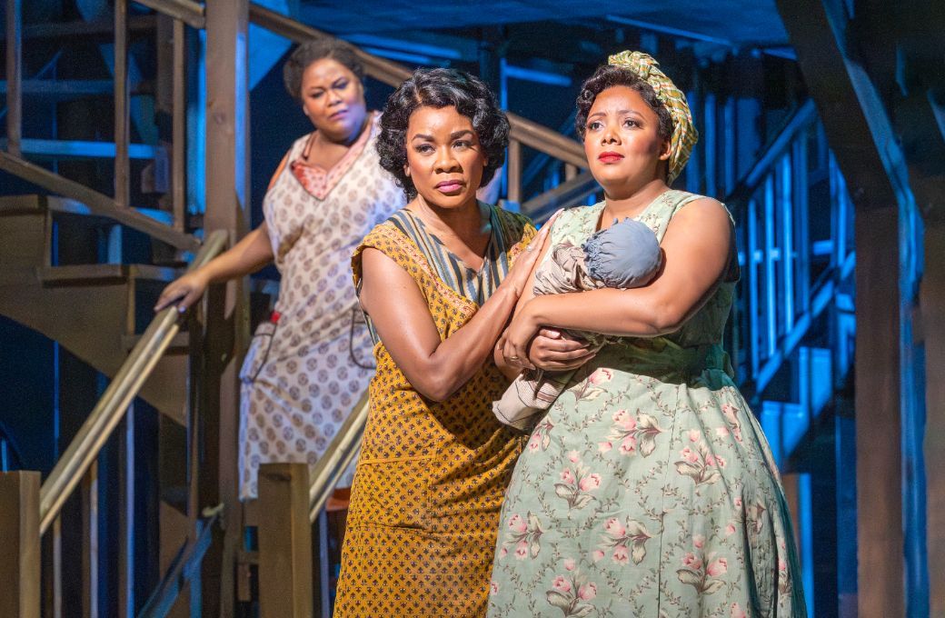 Latonia Moore (Serena), Denyce Graves (Maria) and Vuvu Mpofu (Clara) &copy; Richard Termine | Met Opera