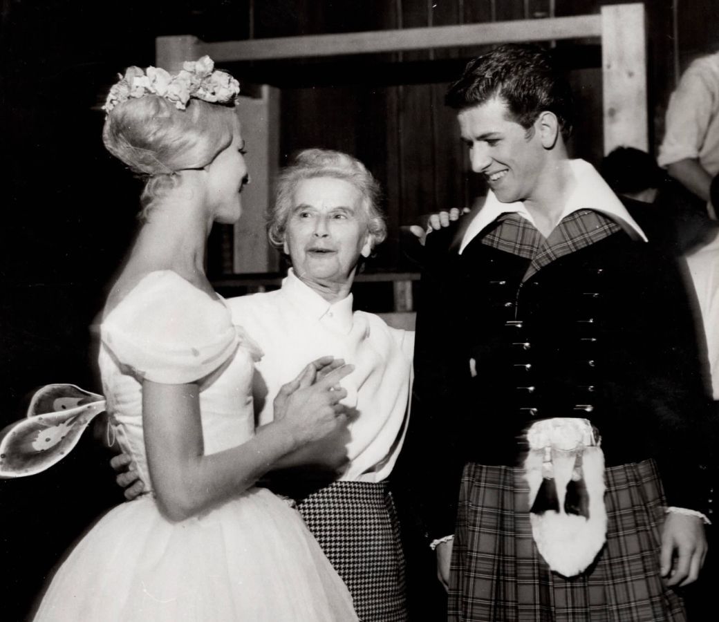 Dame Marie Rambert, Elsa Marianne von Rosen and Flemming Flindt after a performance of <i>La Sylphide</i> &copy; Studio G