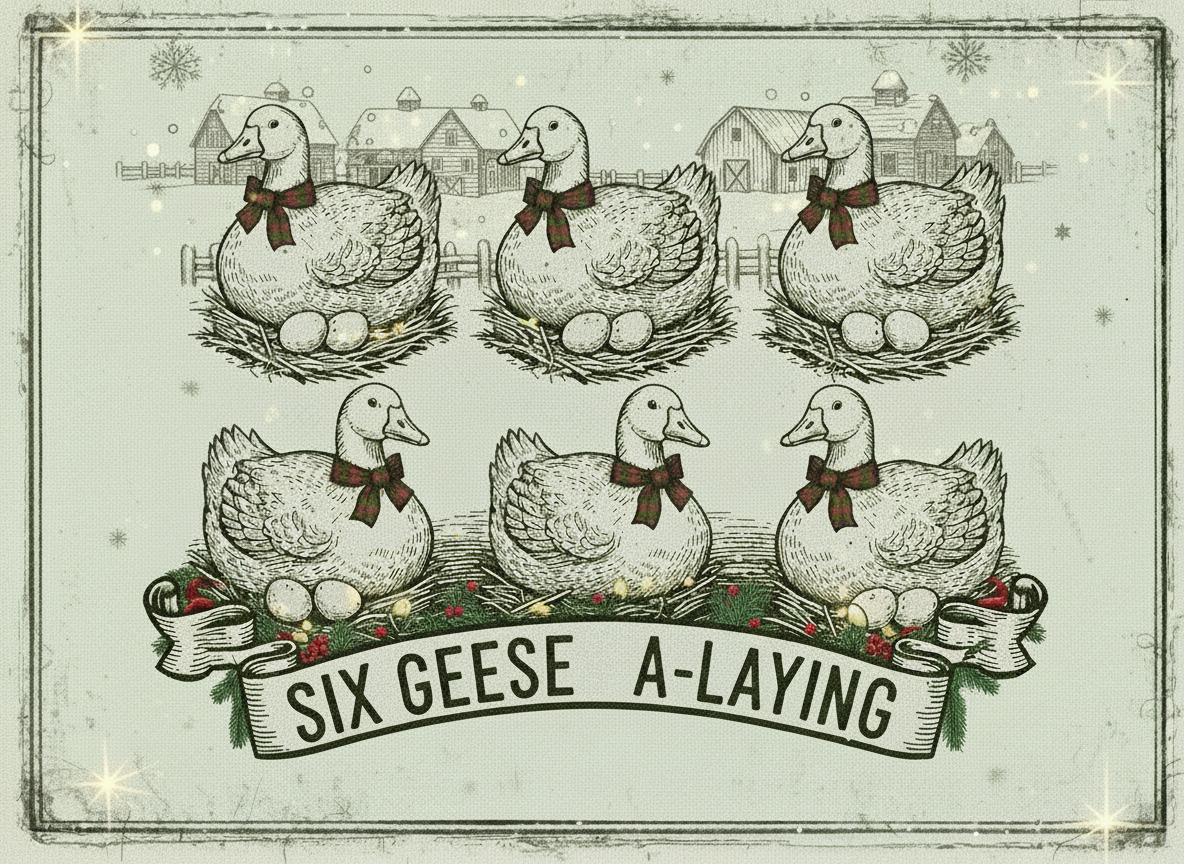 Six geese a-laying