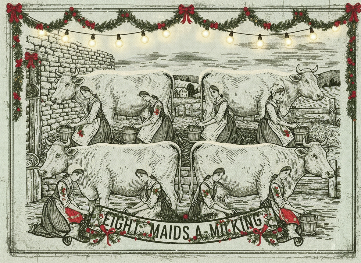 Eight maids a-milking