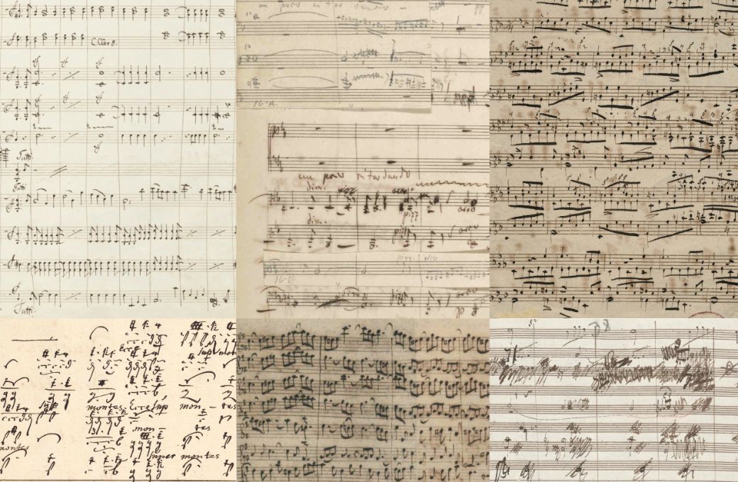 Composers&rsquo; hands (l-r): Felix Mendelssohn, R Schumann, Clara Schumann, Buxtehude, JS Bach, Beethoven &copy; Bibl. Jagiellońska | Lib. of Congress | Staatsbibl. Berlin | Universitetsbibl. Uppsala | IMSLP