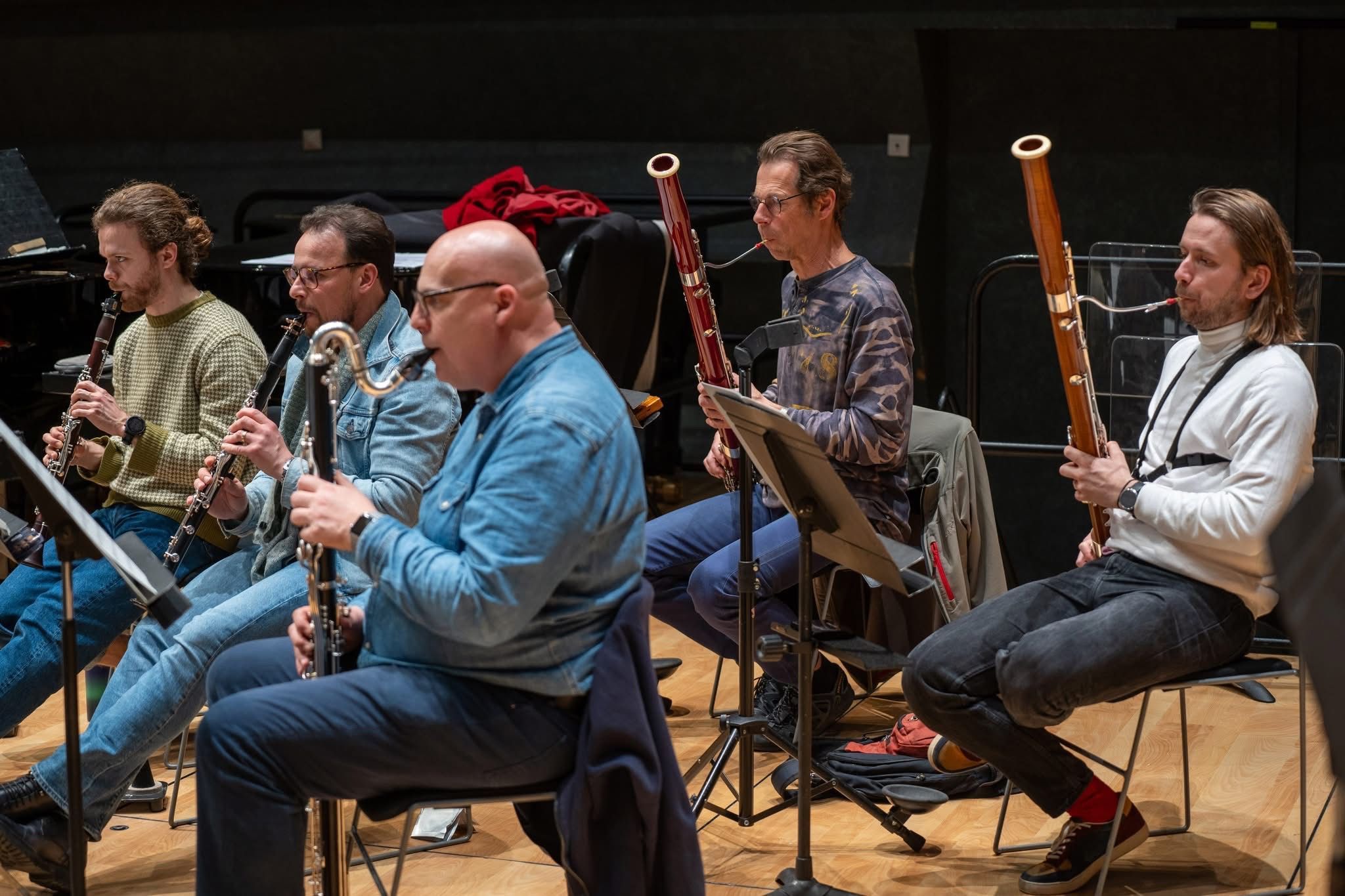 Les solistes de l'Ensemble intercontemporain en répétition (à droite, Marceau Lefèvre et son Fagott) &copy; Anne-Elise Grosbois