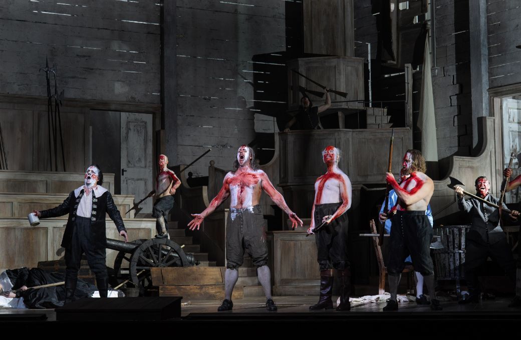 Artur Ruciński (Riccardo) and Christian Van Horn (Giorgio) &copy; Ken Howard | Met Opera
