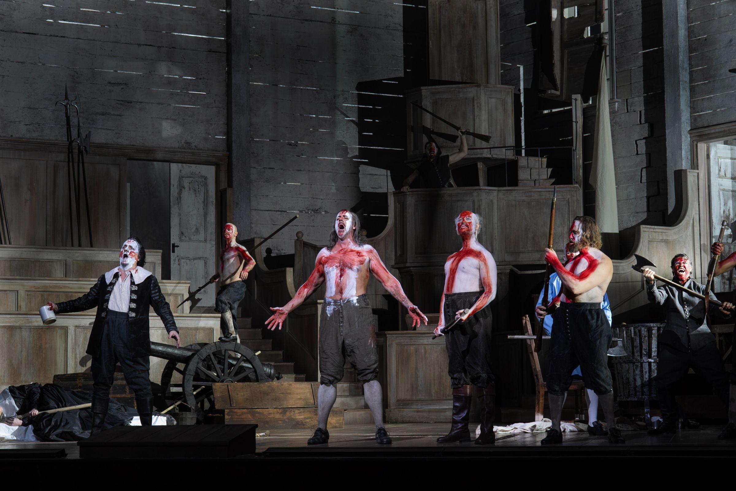 Artur Ruciński (Riccardo) and Christian Van Horn (Giorgio) &copy; Ken Howard | Met Opera