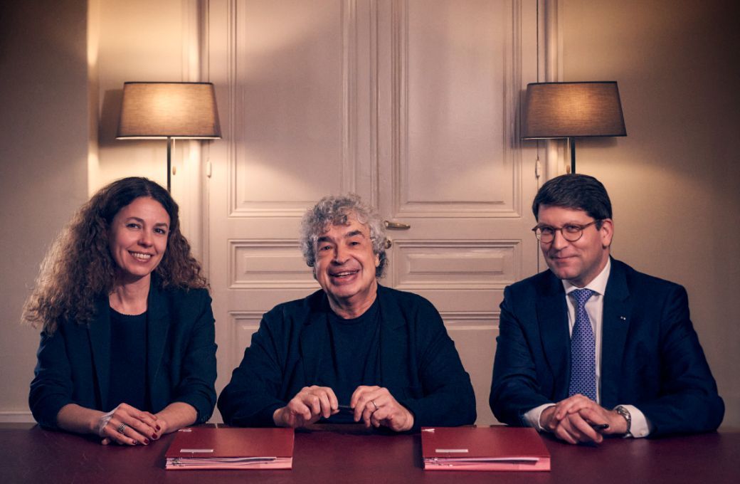 Aude Accary-Bonnery (Deputy General Director), Semyon Bychkov and Alexander Neef (General Director) &copy; James Bort