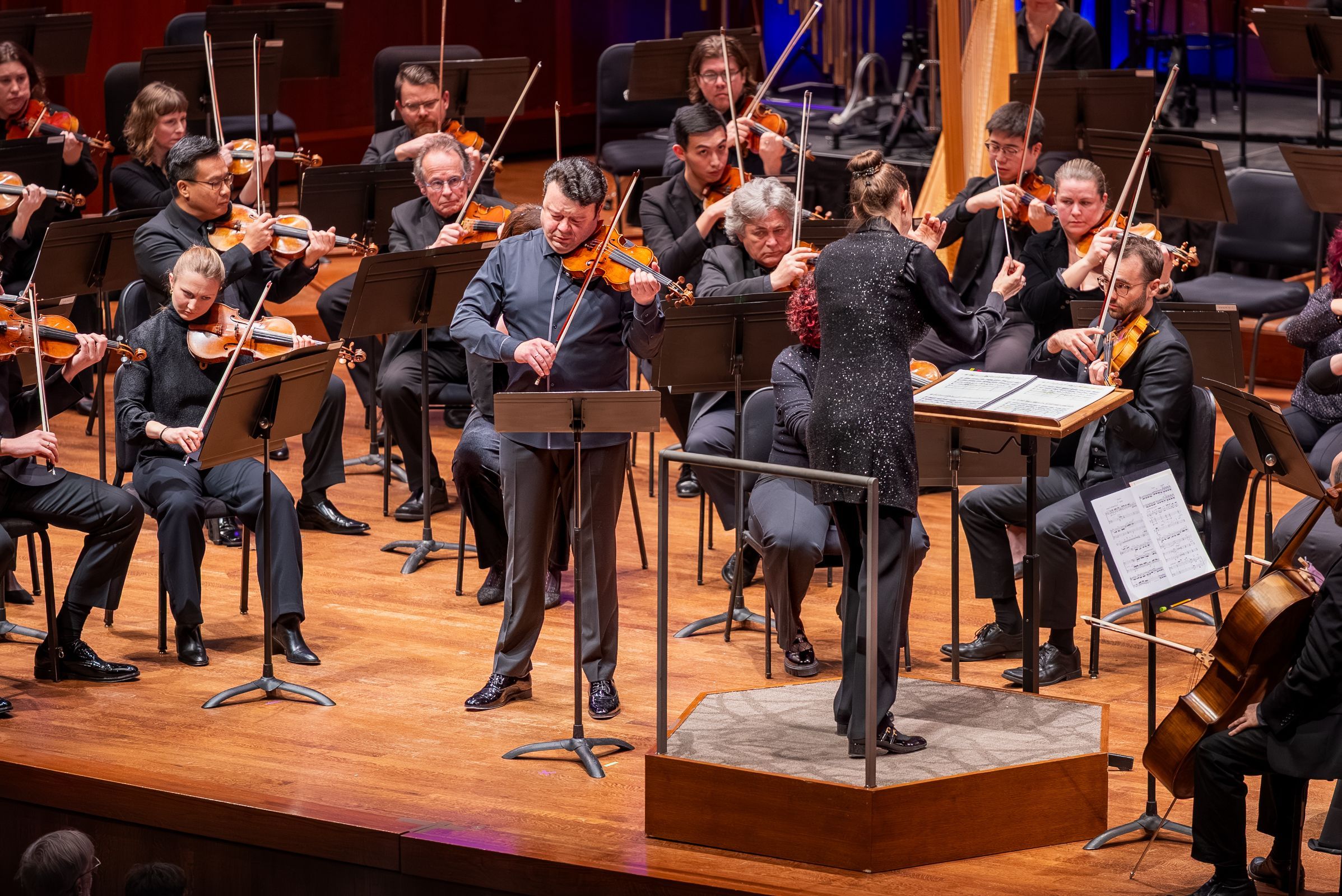 Vadim Gluzman, Alevtina Ioffe and the Seattle Symphony &copy; James Holt | Seattle Symphony