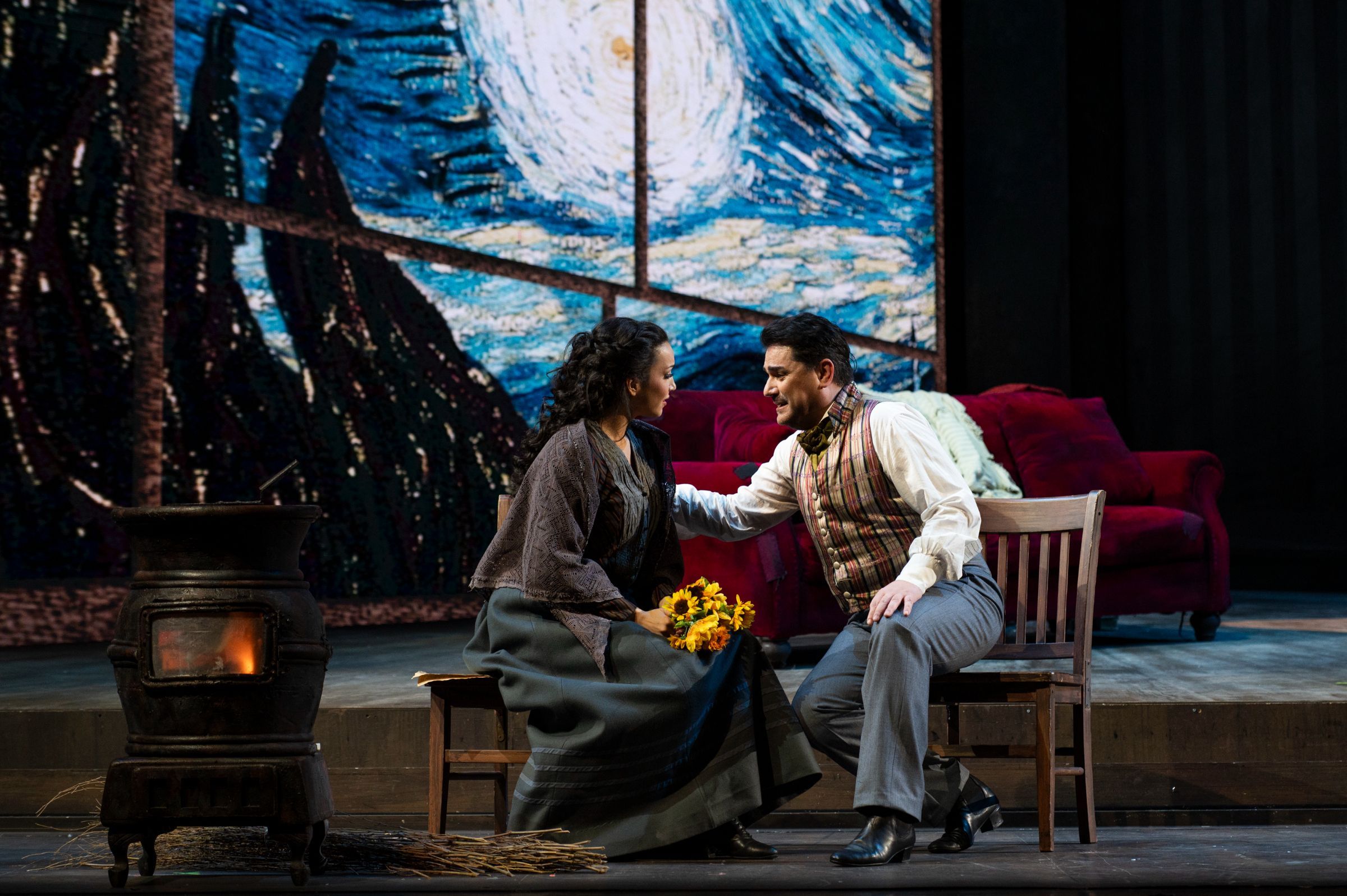 Carolina López Moreno (Mimì) and Saimir Pirgu (Rodolfo) &copy; Fabrizio Sansoni | Teatro dell'Opera di Roma