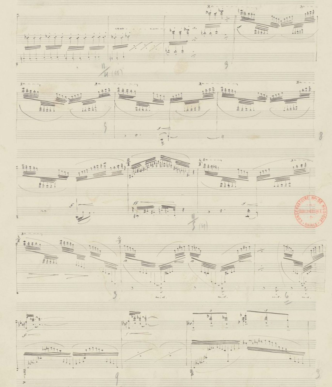 From Debussy’s manuscript of <i>Feux d’artifice</i> © Bibliotheque nationale de France | IMSLP (Public domain)