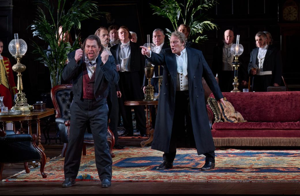 Quinn Kelsey (Rigoletto) and Gregory Dahl (Monterone) &copy; Michael Cooper