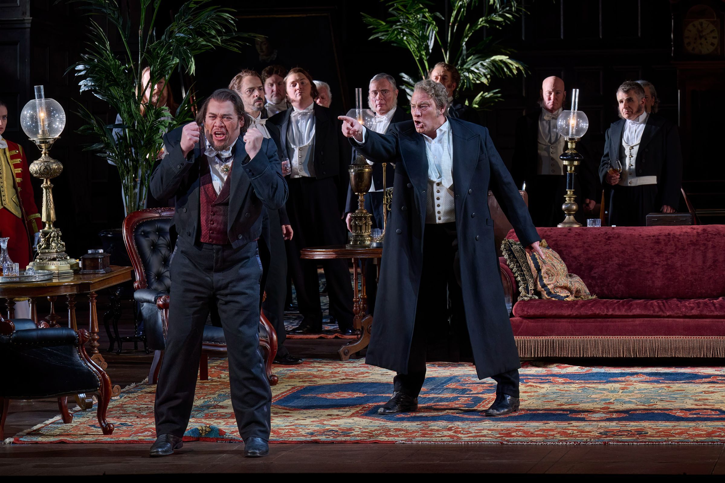 Quinn Kelsey (Rigoletto) and Gregory Dahl (Monterone) &copy; Michael Cooper