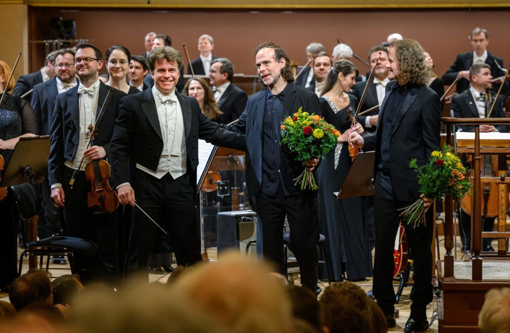 Jakub Hrů&scaron;a with Bryce Dessner and David Chalmin &copy; Petra Hajsk&aacute;