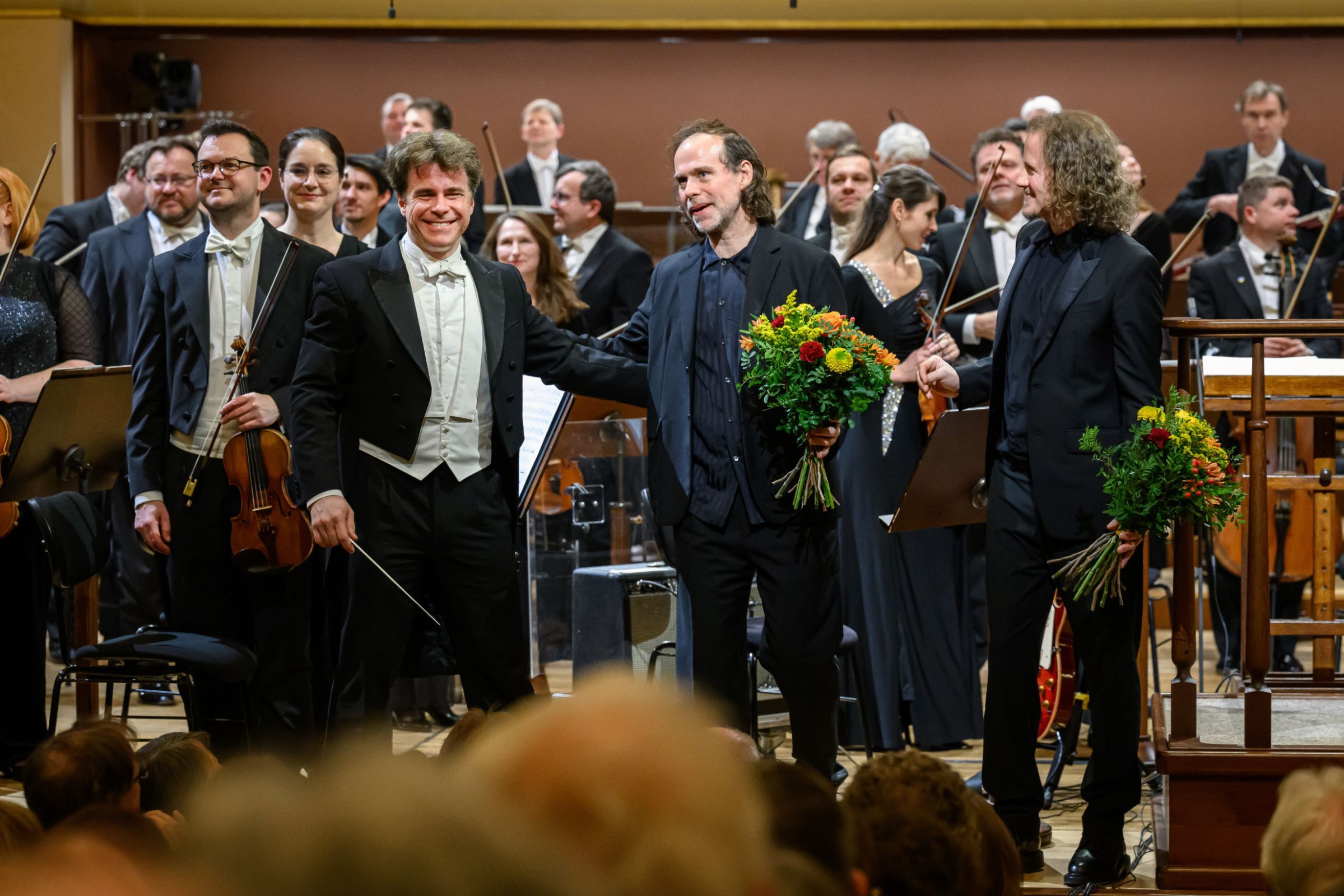 Jakub Hrůša with Bryce Dessner and David Chalmin &copy; Petra Hajská