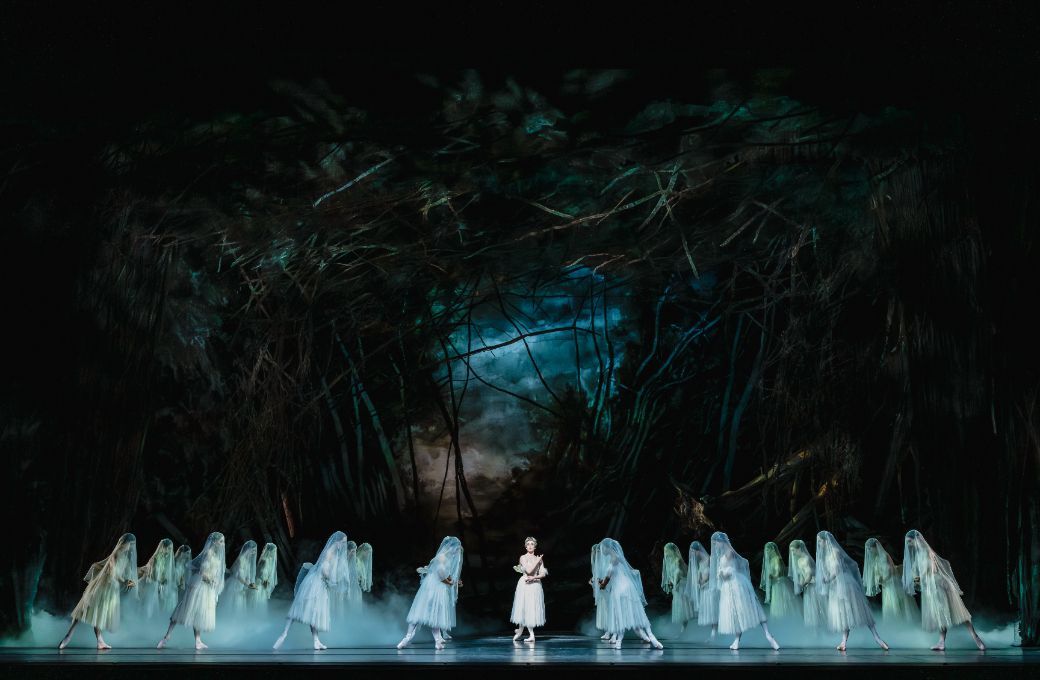 The Royal Ballet in Act 2 of <i>Giselle</i> with Claire Calvert as Myrtha &copy; 2026 Helen Maybanks