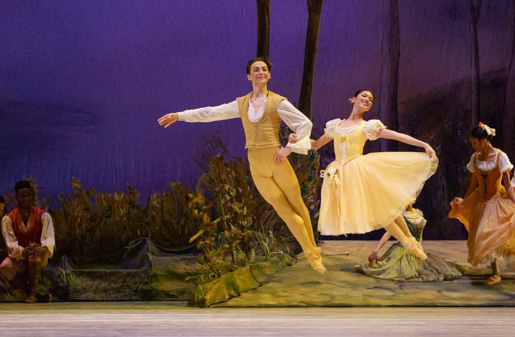 Mikaela Santos and Erik Kim in the Peasant pas de deux in Gennadi Nedvigin's <i>Giselle</i> &copy; Kim Kenney