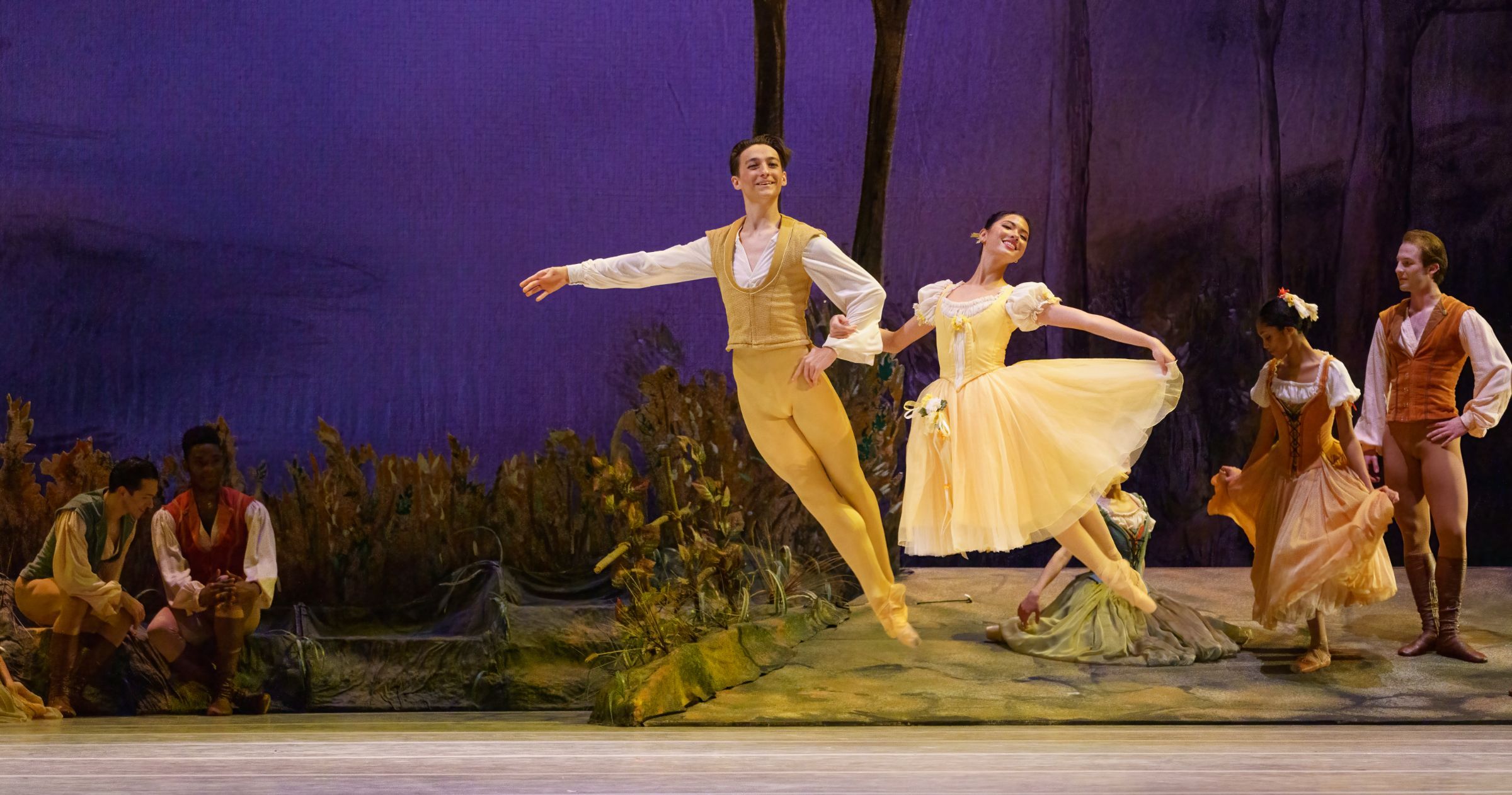 Mikaela Santos and Erik Kim in the Peasant pas de deux in Gennadi Nedvigin's <i>Giselle</i> &copy; Kim Kenney