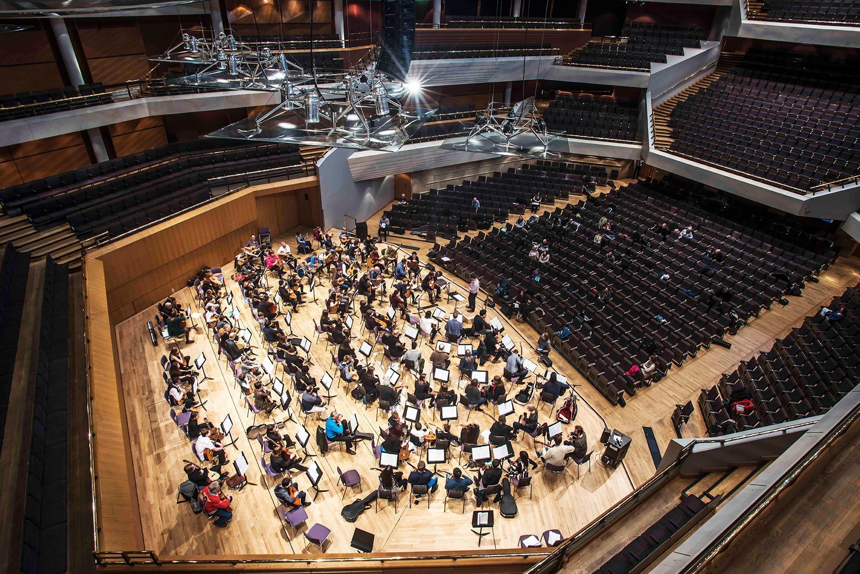 Recording in Bridgewater Hall viewed from choir seats &copy; Bridgewater Hall