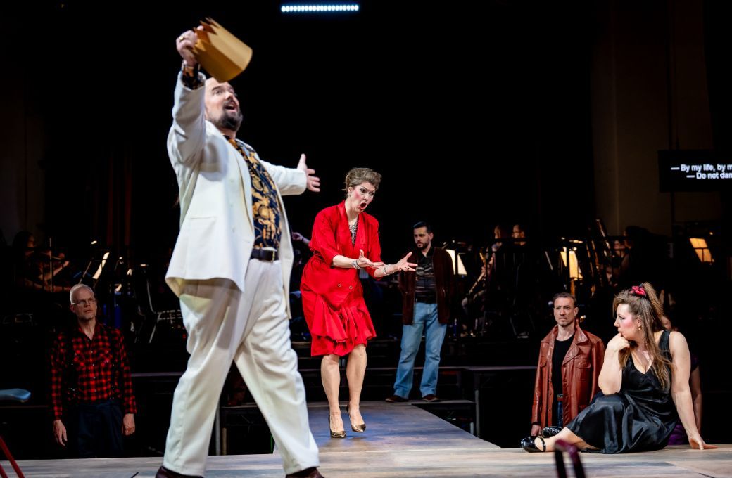 Robin Whitehouse (Herodes), Mae Heydorn (Herodias) and Kirsty Taylor-Stokes (Salome) © Steve Gregson