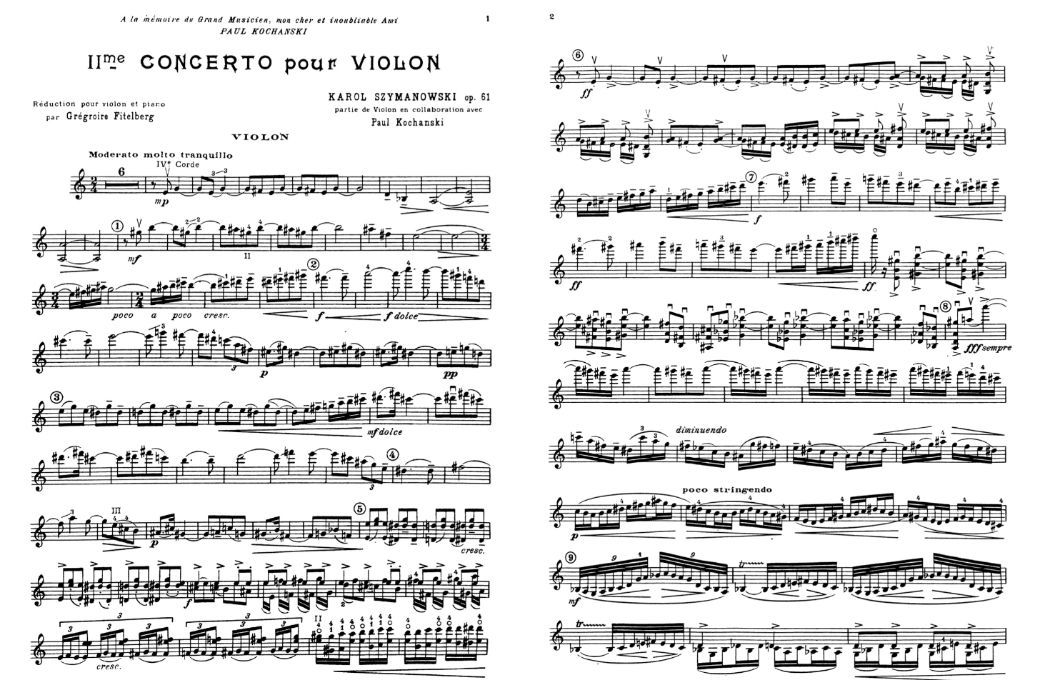 Opening to the violin part to Szymanowski&rsquo;s Second Violin Concerto &copy; Public domain (IMSLP)