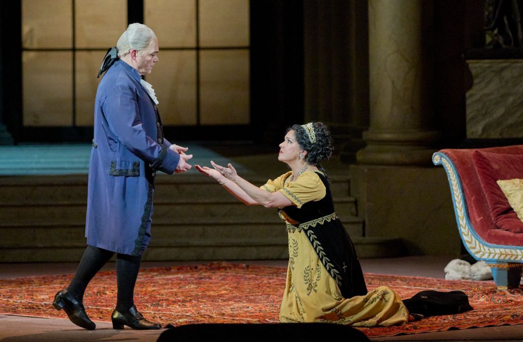 Christopher Maltman (Scarpia) und Anna Netrebko (Tosca) &copy; Wiener Staatsoper | Michael P&ouml;hn