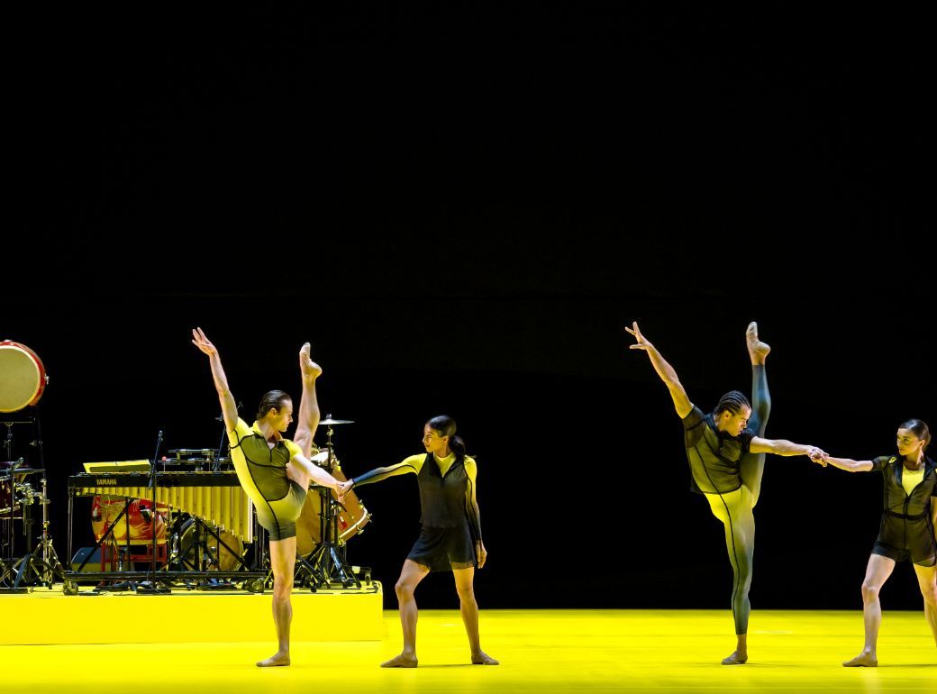 Liam Boswell, Marianna Tsembenhoi, Joseph Sissens and Viola Pantuso in <i>Quantum Souls</i> &copy; 2026 RBO. Photographed by Andrej Uspenski