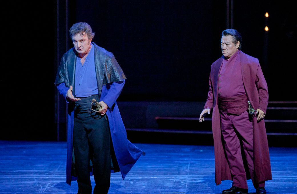 Ludovic T&eacute;zier (Simon Boccanegra) and Kwangchul Youn (Jacopo Fiesco) &copy; Wiener Staatsoper | Michael P&ouml;hn