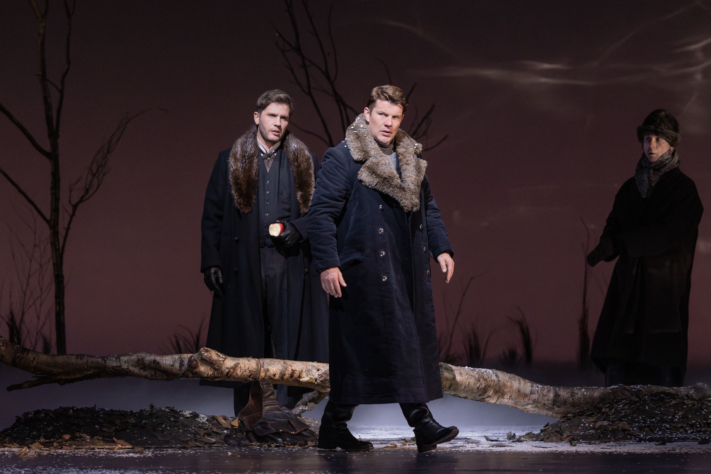 Iurii Samoilov (Onegin) and Stanislas de Barbeyrac (Lensky) &copy; Evan Zimmerman | Met Opera