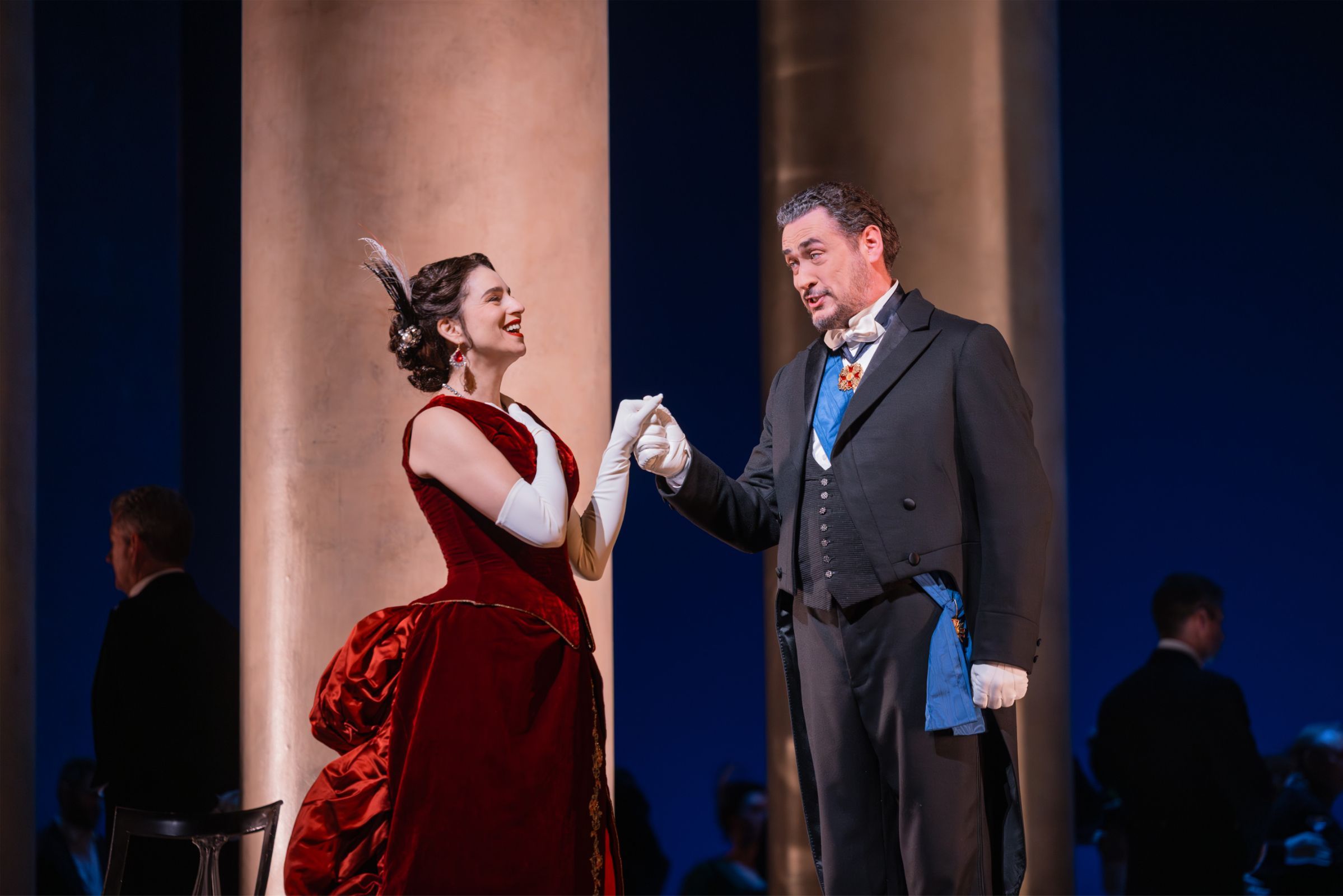 Asmik Grigorian (Tatyana) and Alexander Tsymbalyuk (Prince Gremin) &copy; Evan Zimmerman | Met Opera