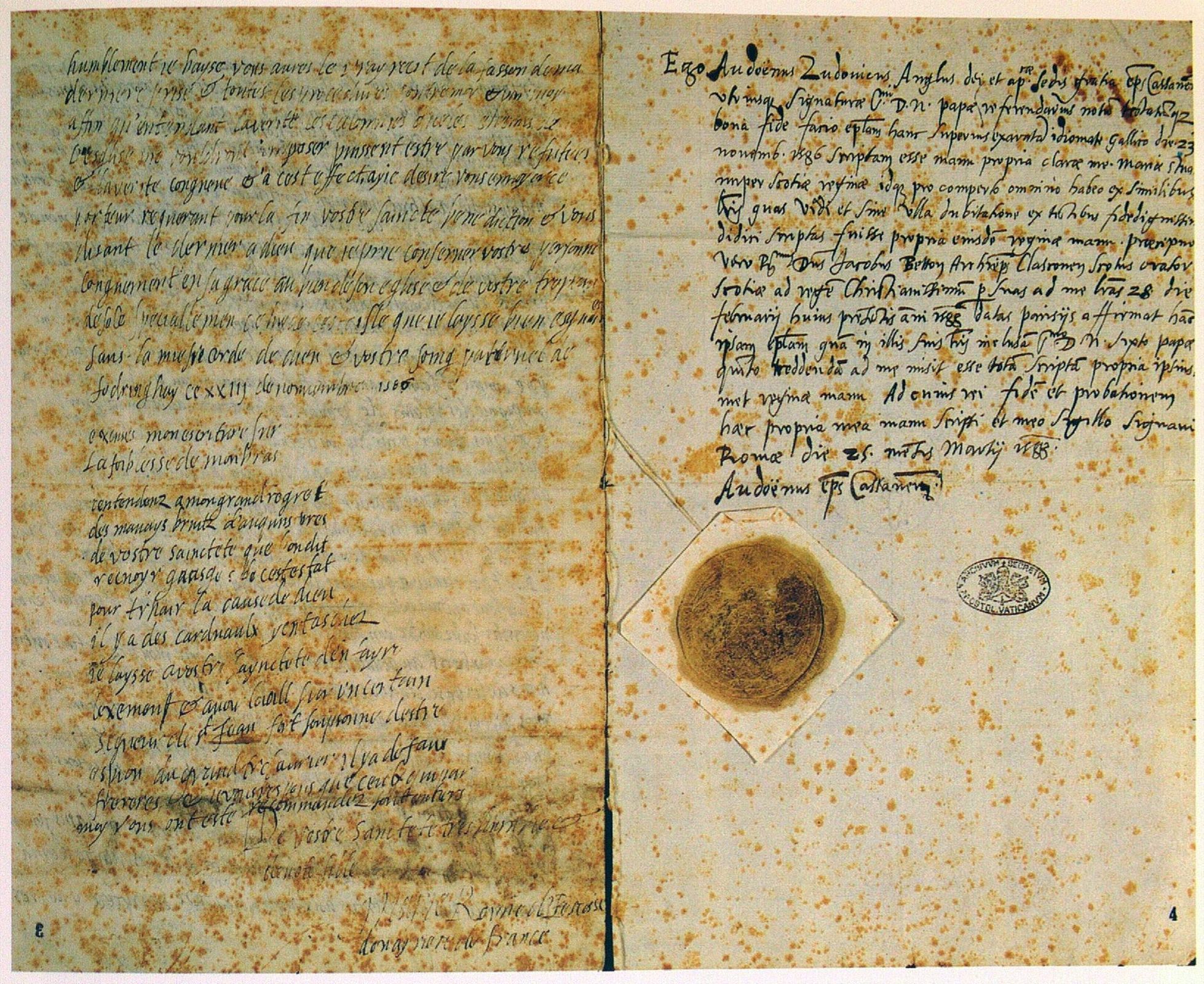 Letter from Mary Stuart to Pope Sixtus V, 1586 &copy; Public domain | Wikimedia Commons
