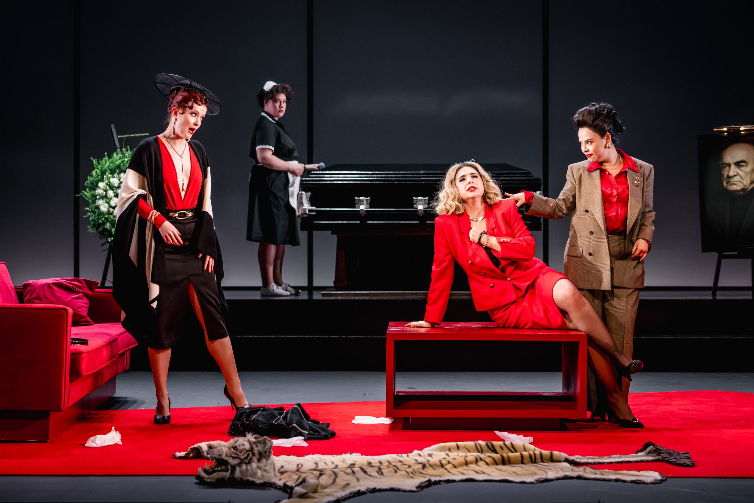 Madeline Robinson (Masha), Ellen Pearson (Irina) and Jingwen Cai (Olga) with Hannah Edmunds (Maid) © RBO | Mark Senior