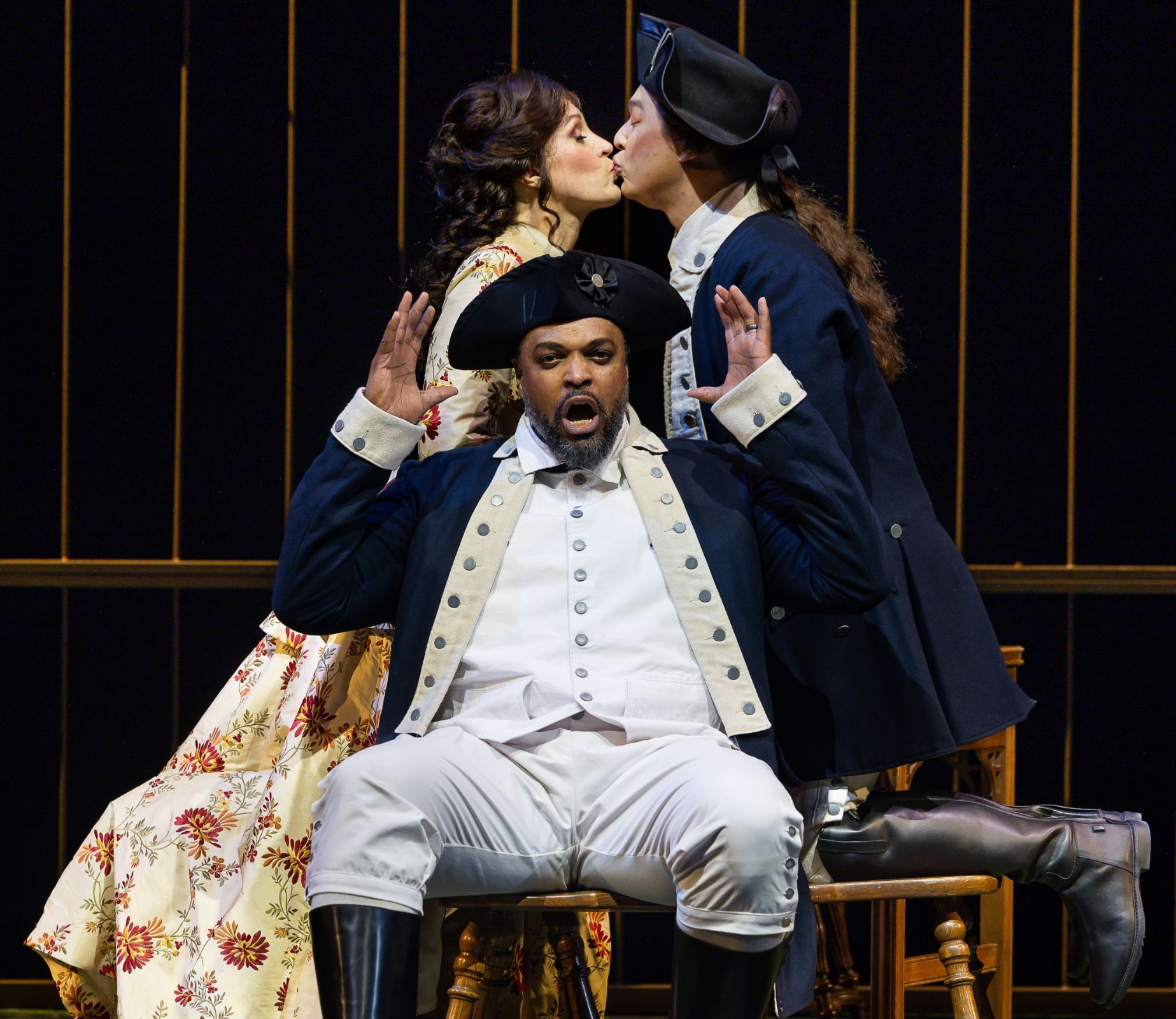 Kenneth Kellogg (Sulpice), Brenda Rae (Marie) and Spencer Britten (Tonio) &copy; Nile Scott Studios
