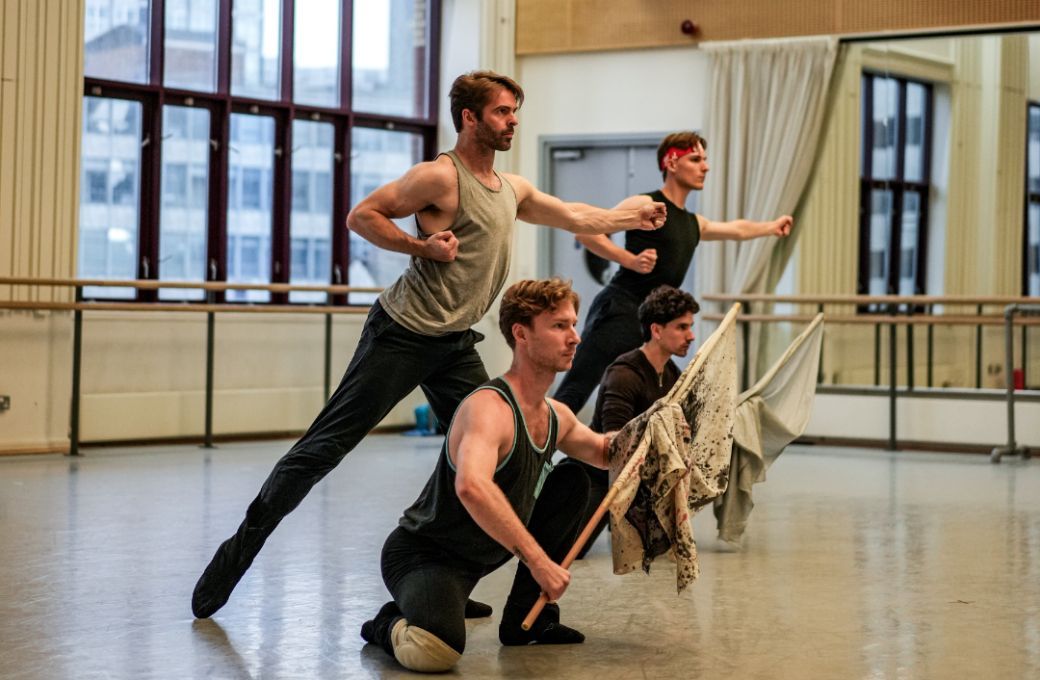 Max Maslen, Lachlan Monaghan, Javier Rojas and Ryan Felix in <i>The Green Table</i> &copy; Hannah Beveridge 2025