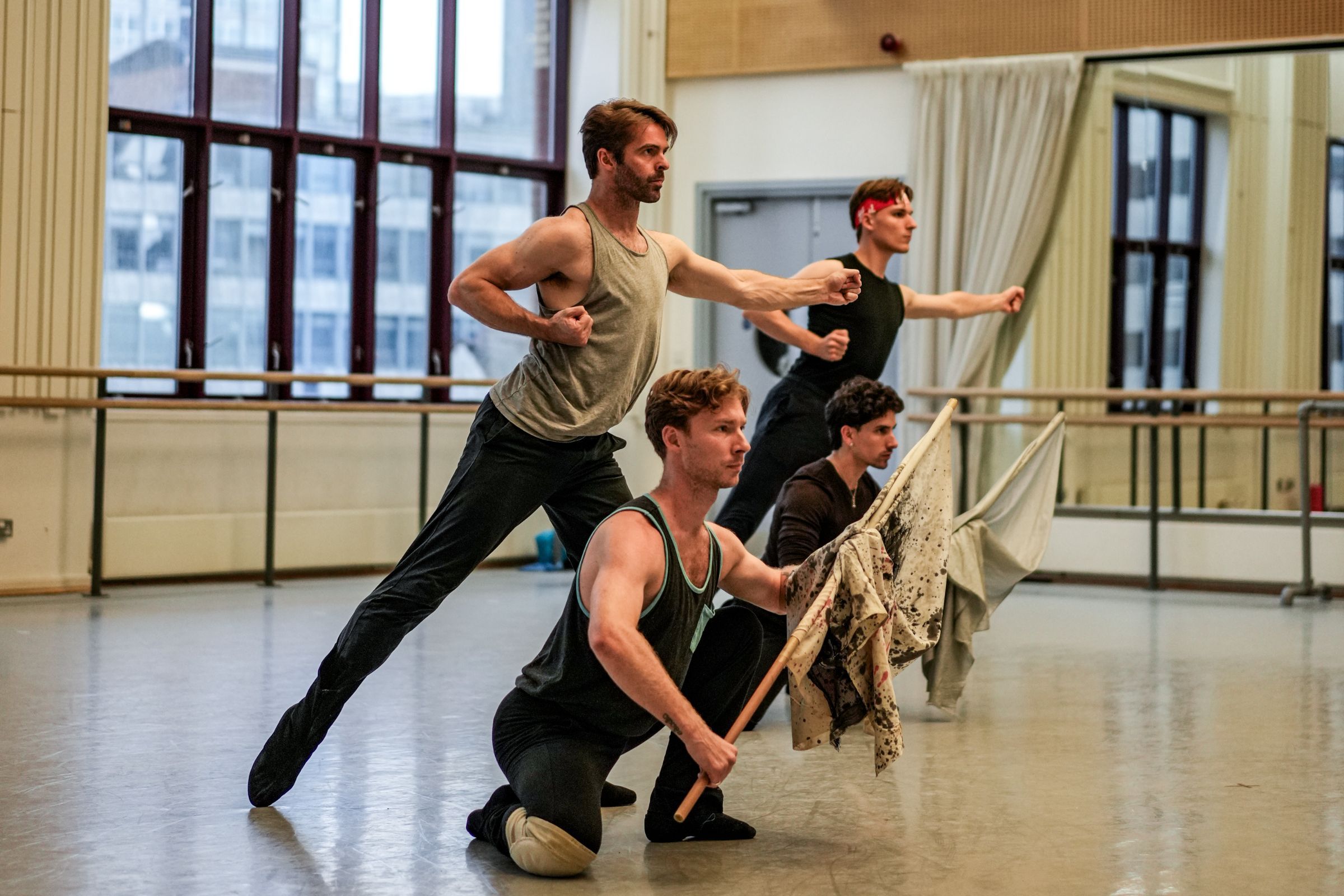 Max Maslen, Lachlan Monaghan, Javier Rojas and Ryan Felix in <i>The Green Table</i> &copy; Hannah Beveridge 2025
