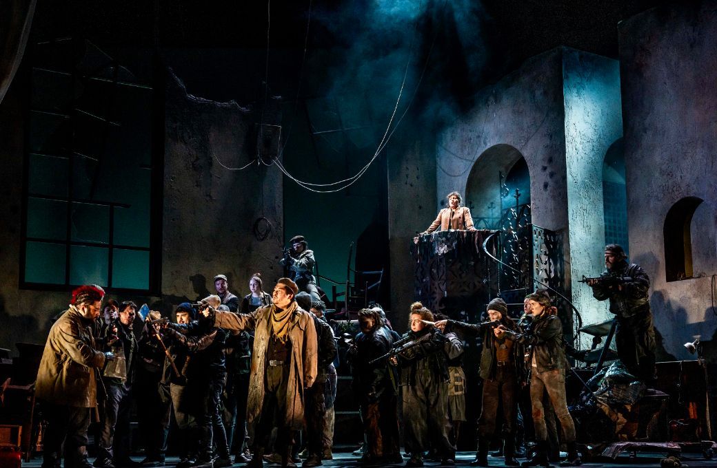 Mario Chang (Pollione), Salome Jicia (Norma) and the Irish National Opera Chorus &copy; Ruth Medjber