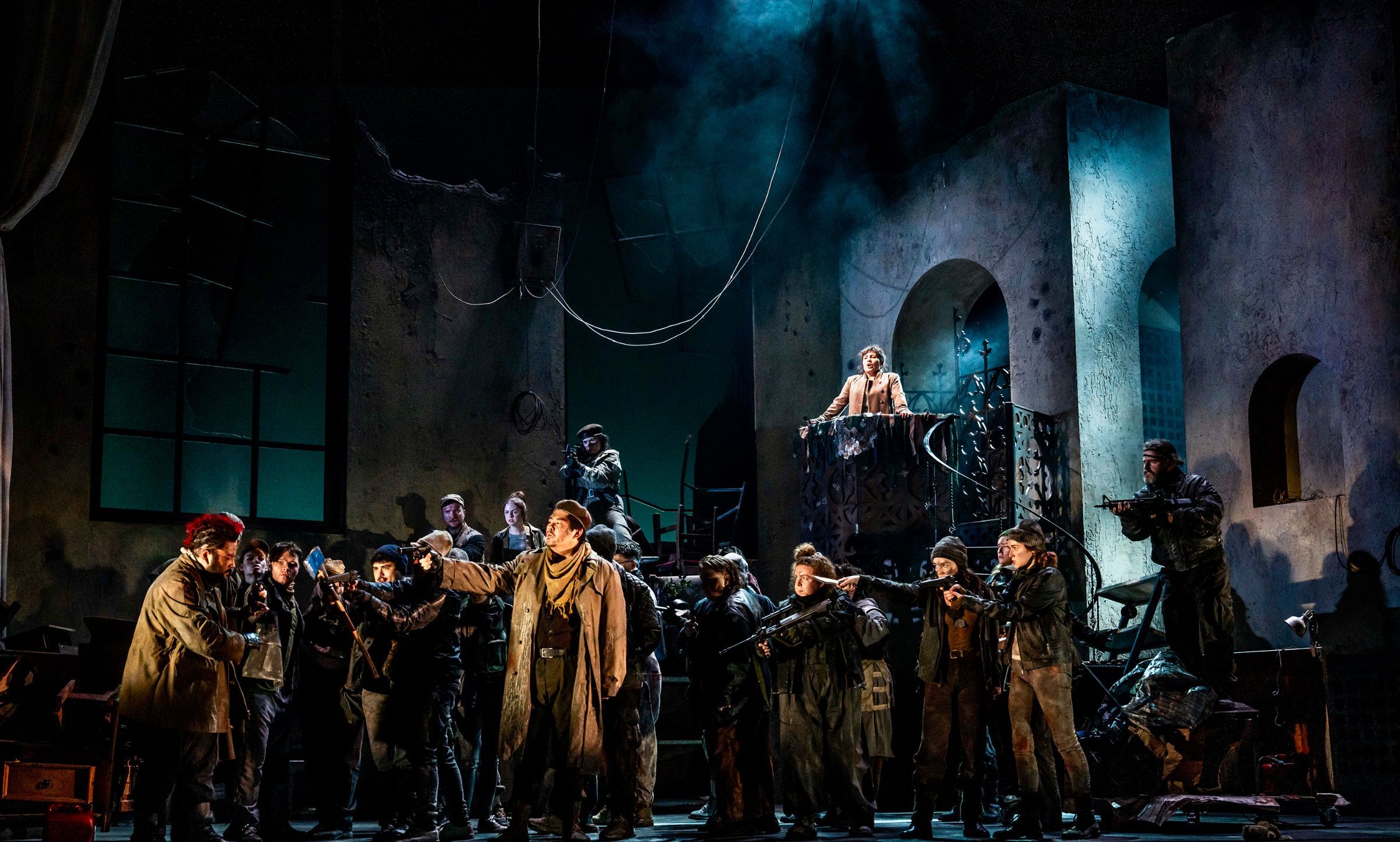Mario Chang (Pollione), Salome Jicia (Norma) and the Irish National Opera Chorus &copy; Ruth Medjber