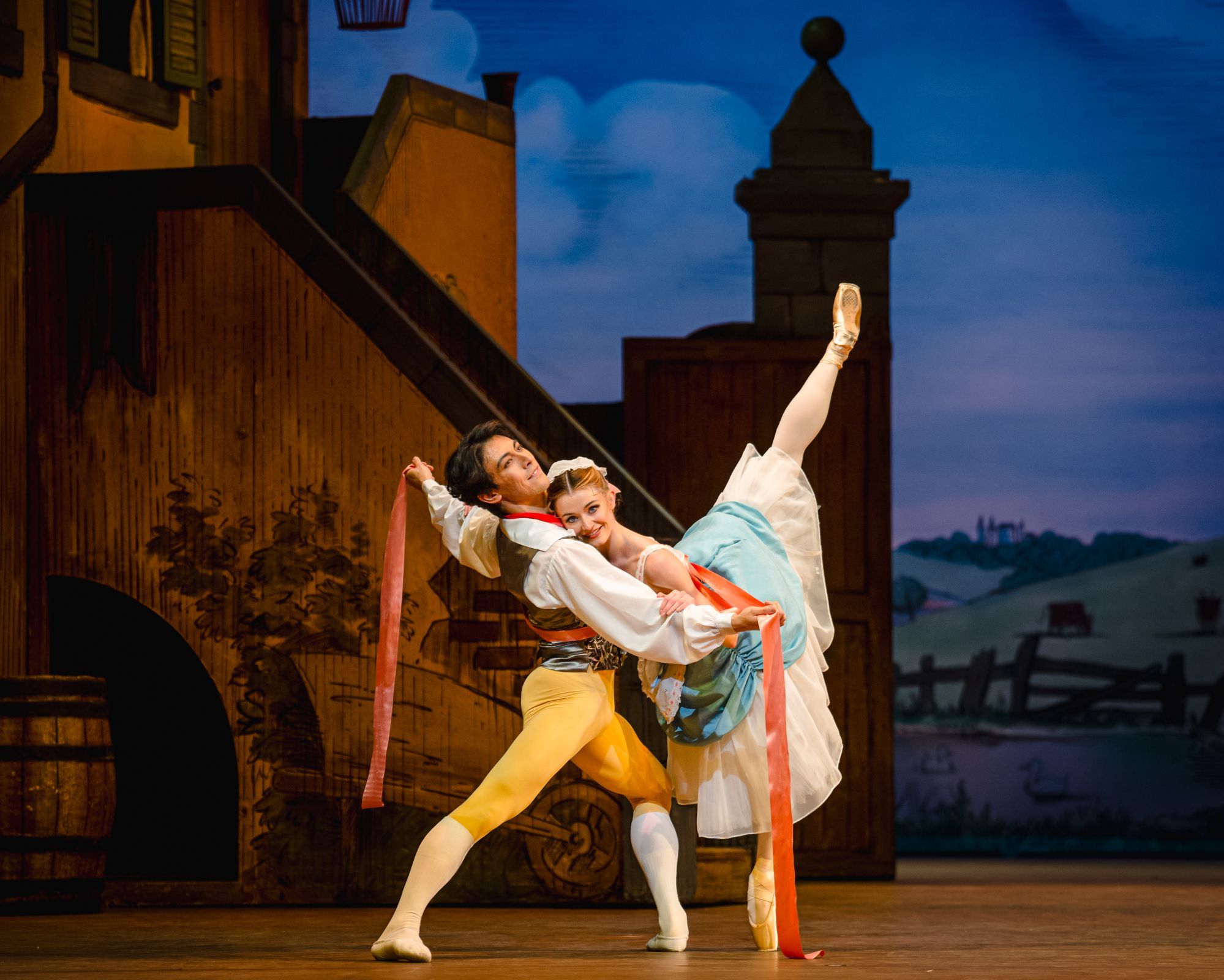 Luca Acri as Colas and Anna Rose O’Sullivan in <i>La Fille mal gardée</i> &copy; RBO 2026.  Photographed by Andrej Uspenski