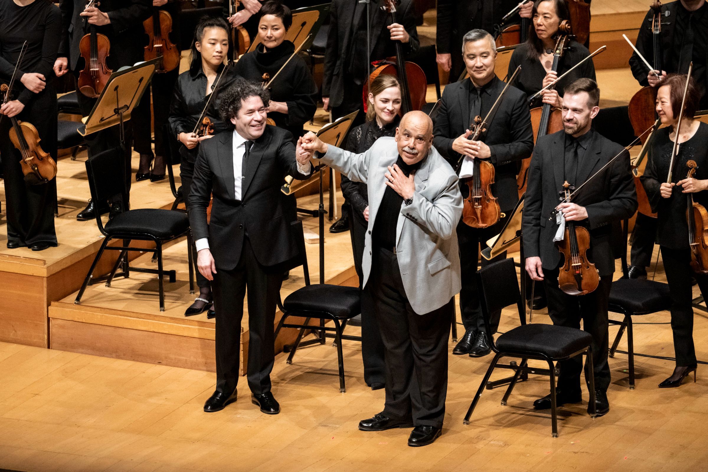 Gustavo Dudamel, Roberto Sierra and the Los Angeles Philhartmonic &copy; Timothy Norris