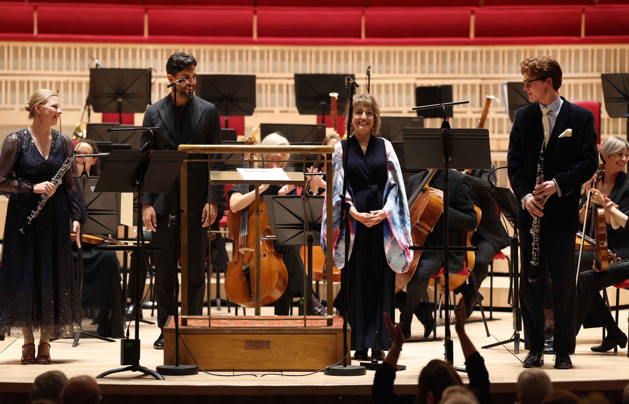 Roxanna Panufnick with Helena Mackie, Drake Gritton and Domingo Hindoyan &copy; Gareth Jones